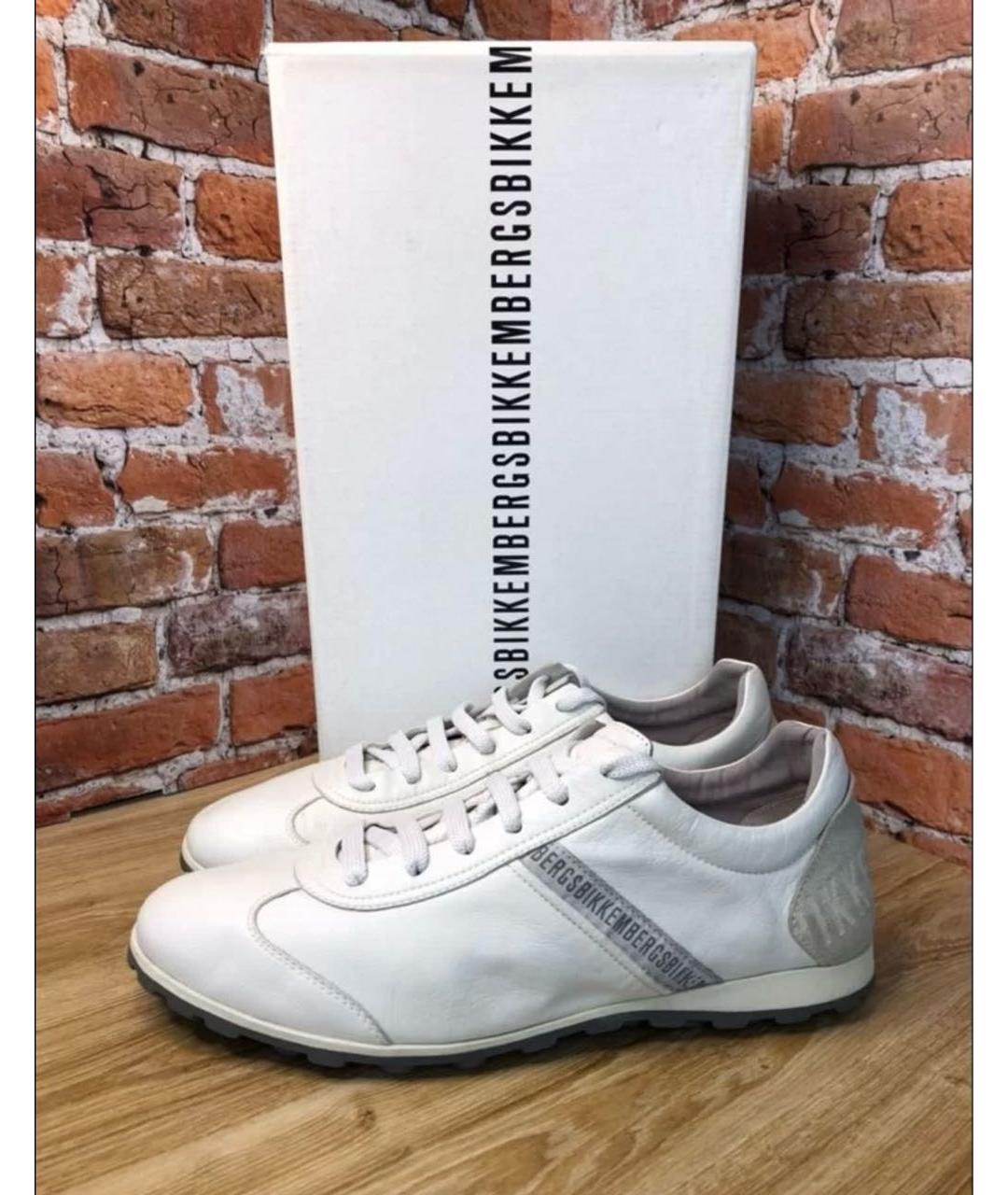 BIKKEMBERGS Белые кожаные низкие кроссовки / кеды, фото 7