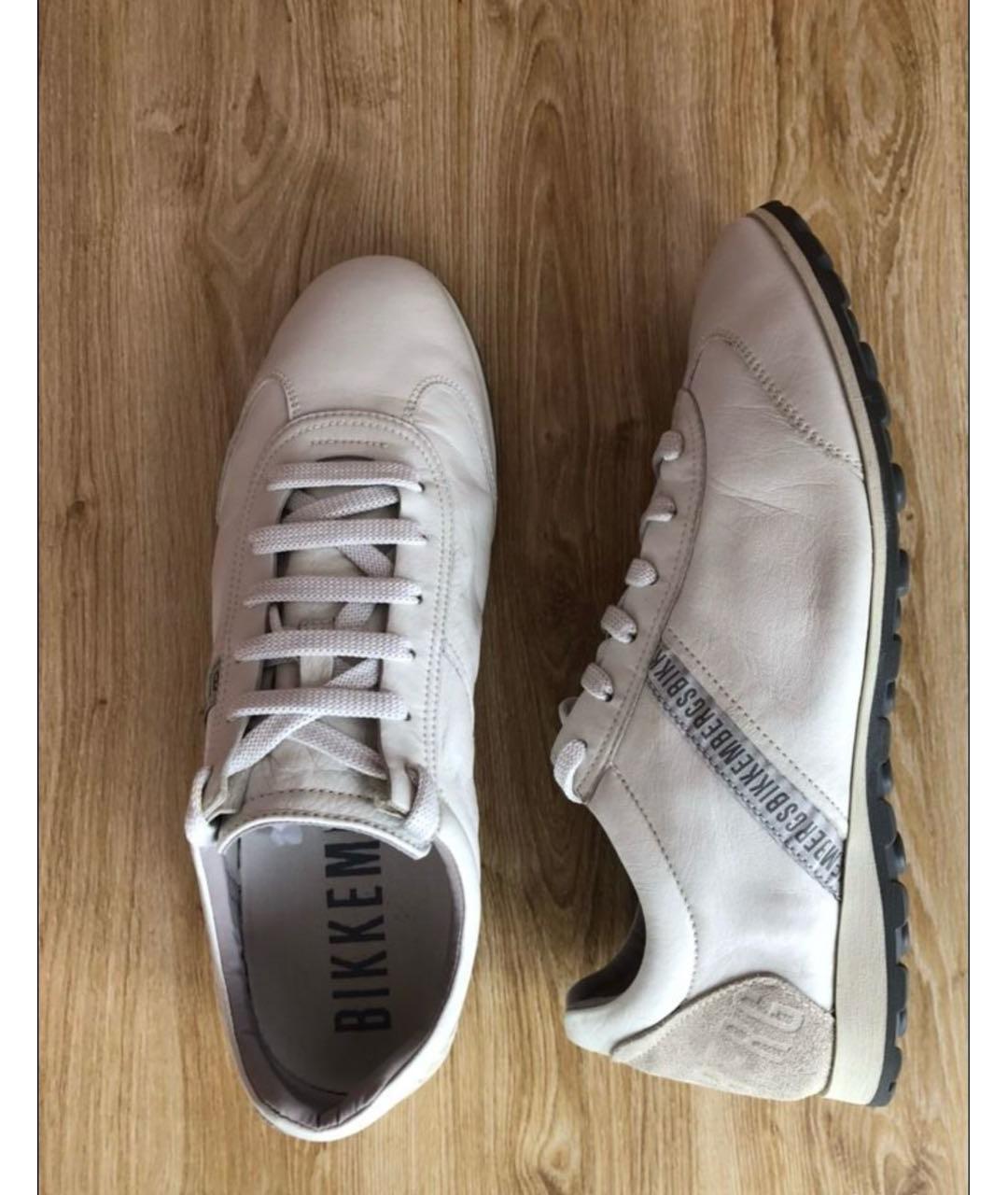 BIKKEMBERGS Белые кожаные низкие кроссовки / кеды, фото 3
