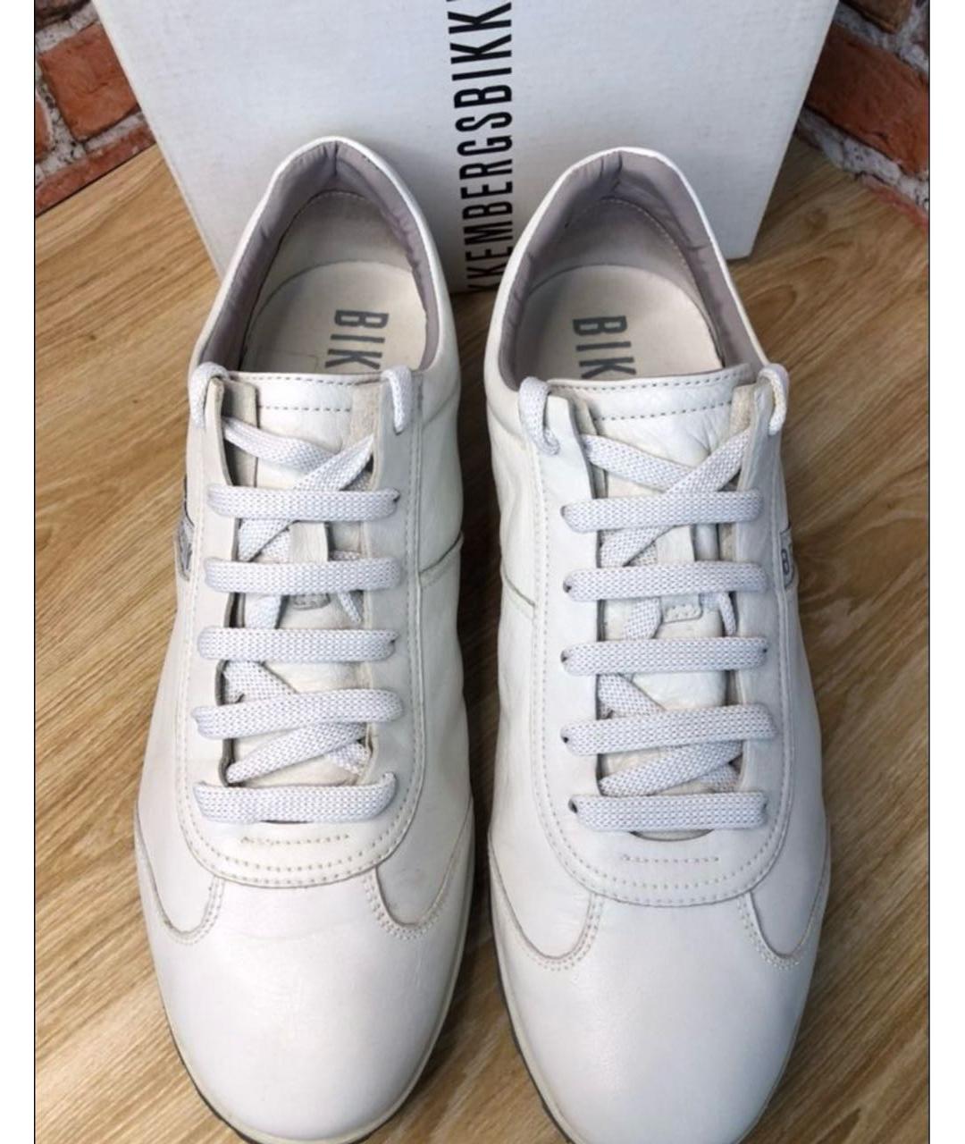 BIKKEMBERGS Белые кожаные низкие кроссовки / кеды, фото 2