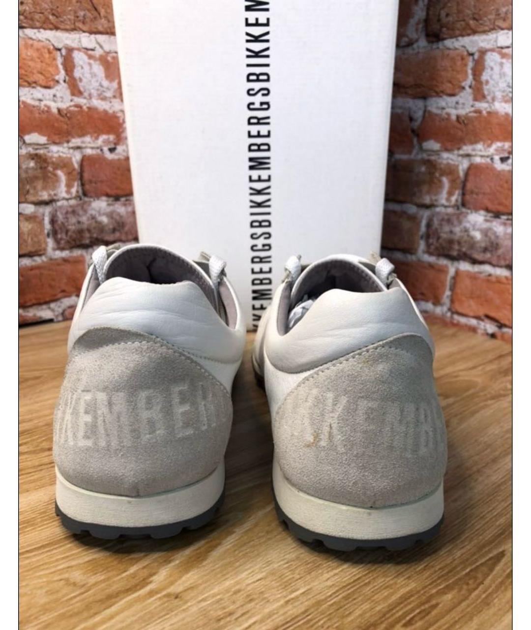 BIKKEMBERGS Белые кожаные низкие кроссовки / кеды, фото 4