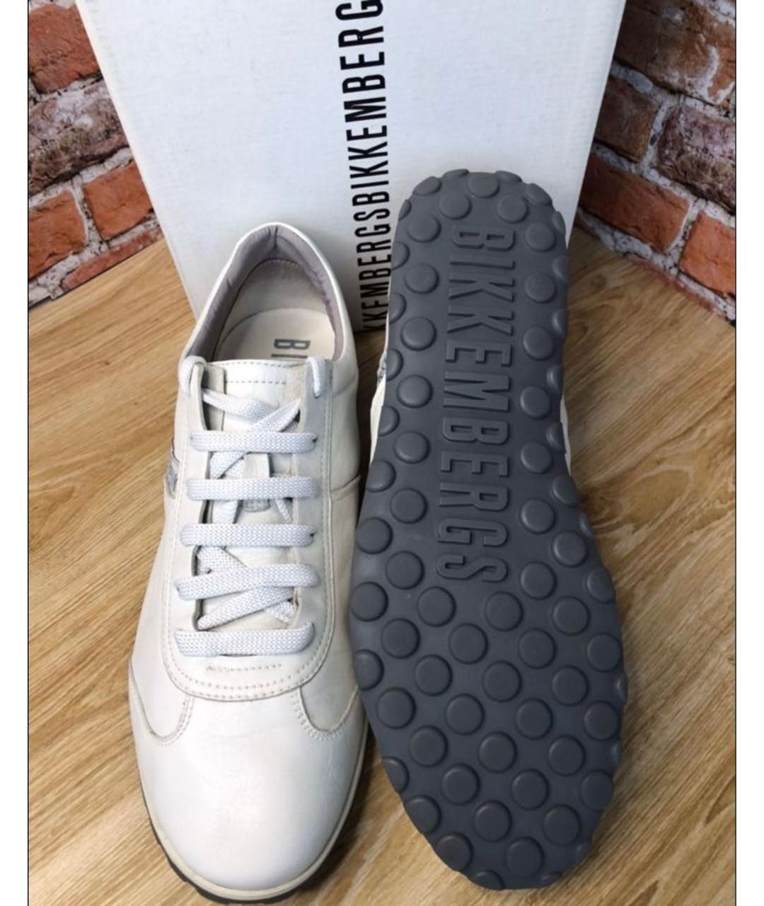 BIKKEMBERGS Белые кожаные низкие кроссовки / кеды, фото 6
