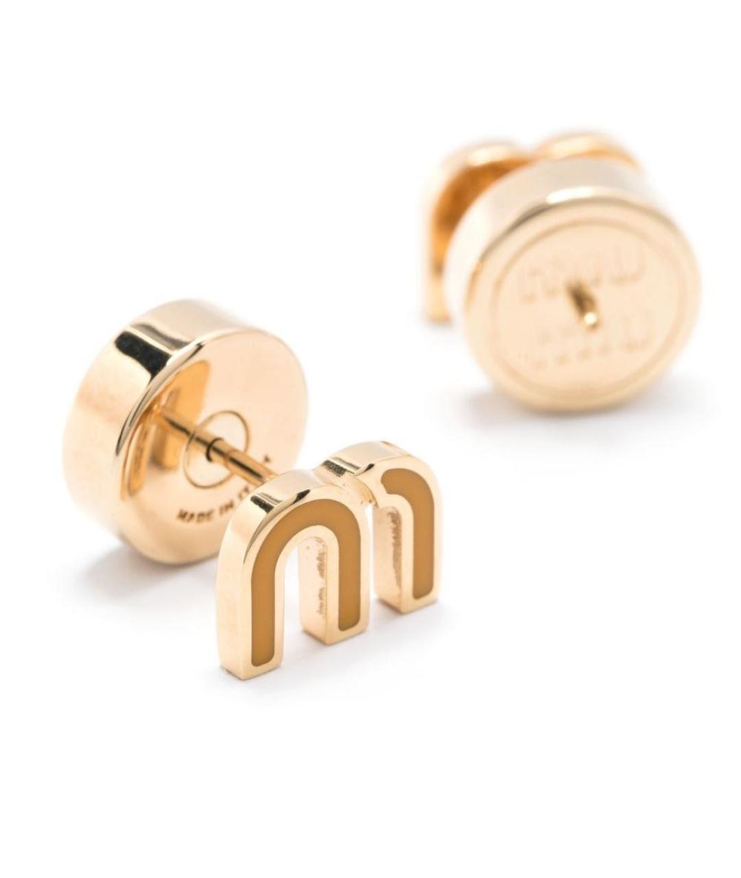 MIU MIU Горчичные металлические серьги, фото 2
