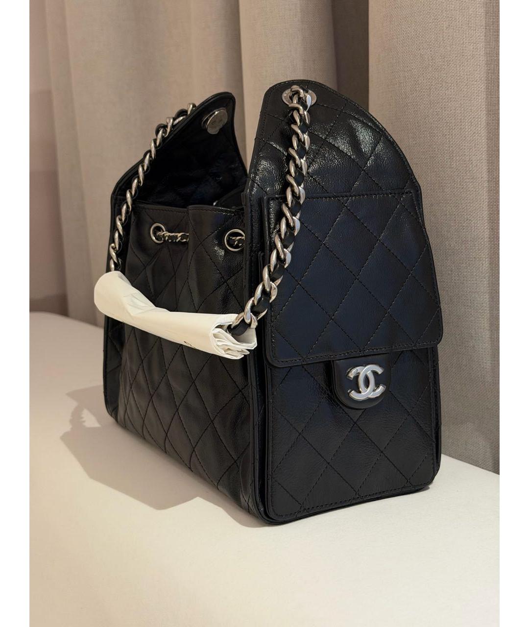 CHANEL Черная кожаная сумка через плечо, фото 5