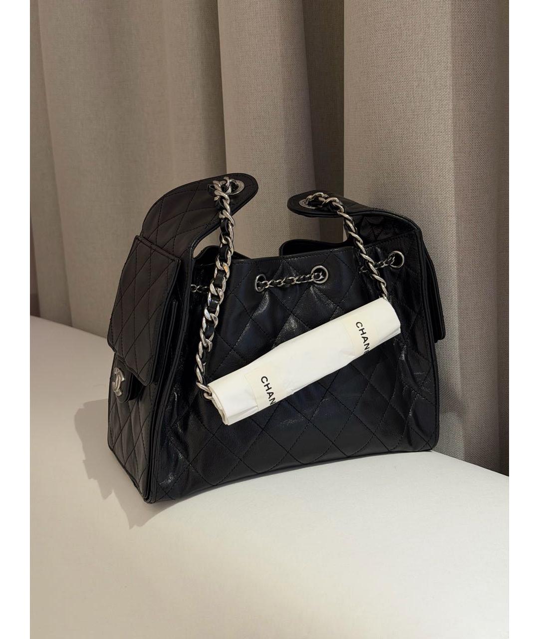 CHANEL Черная кожаная сумка через плечо, фото 3