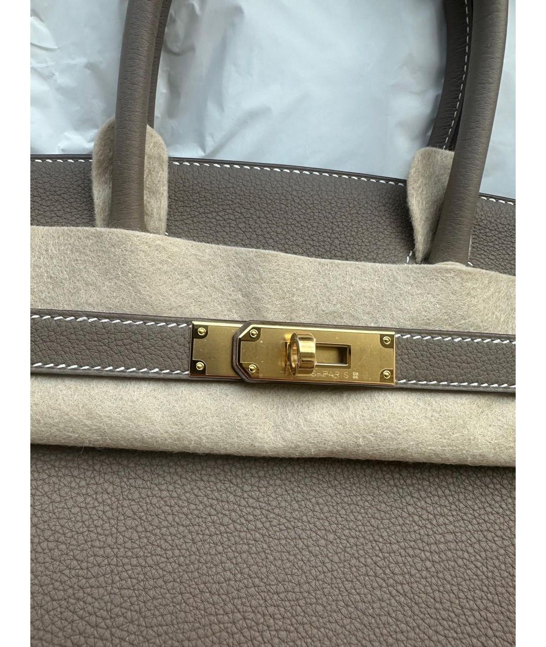 HERMES Бежевая кожаная сумка с короткими ручками, фото 2