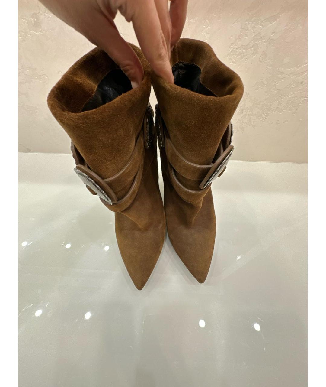SAINT LAURENT Коричневые замшевые ботильоны, фото 2
