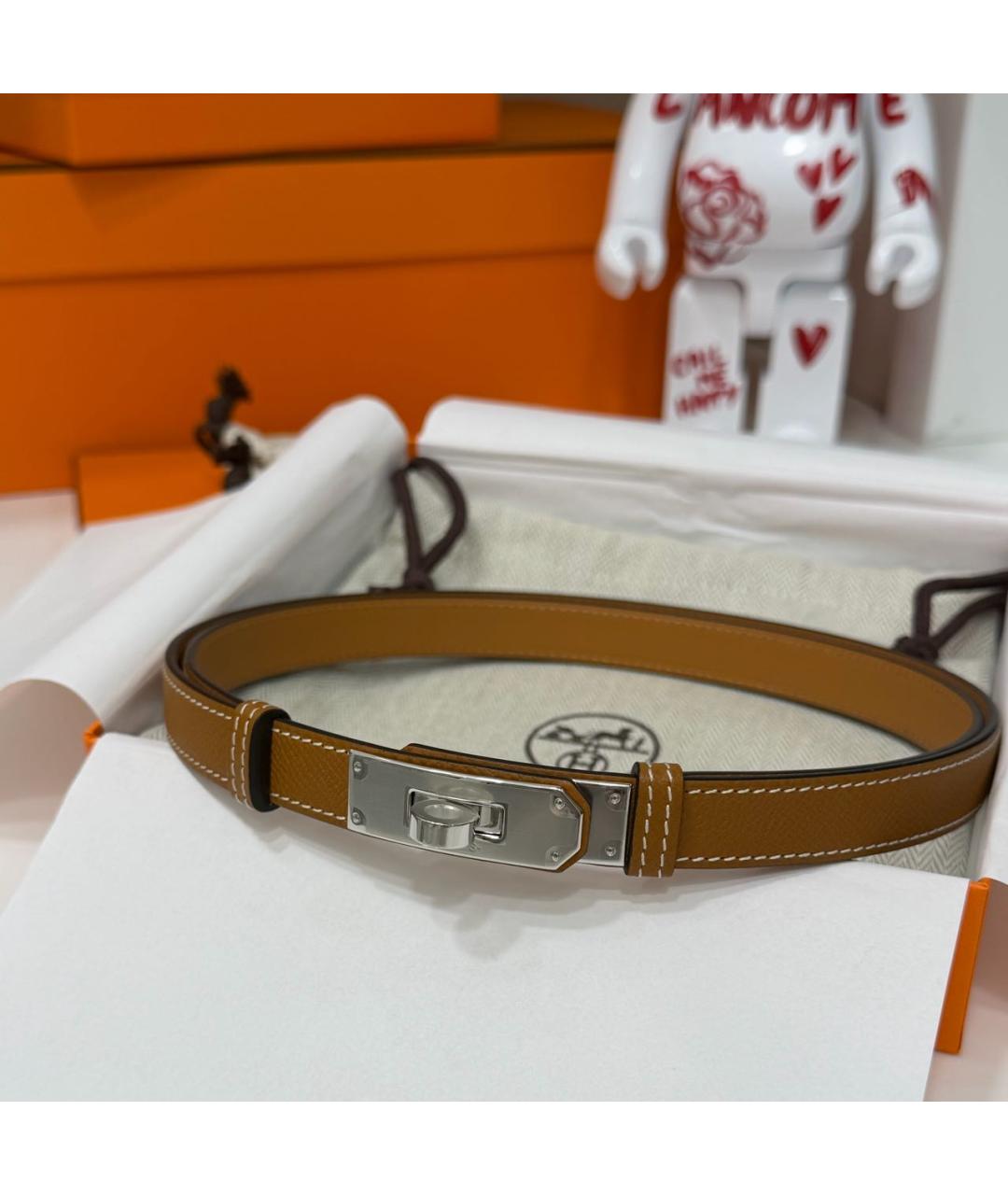 HERMES Коричневый кожаный ремень, фото 2