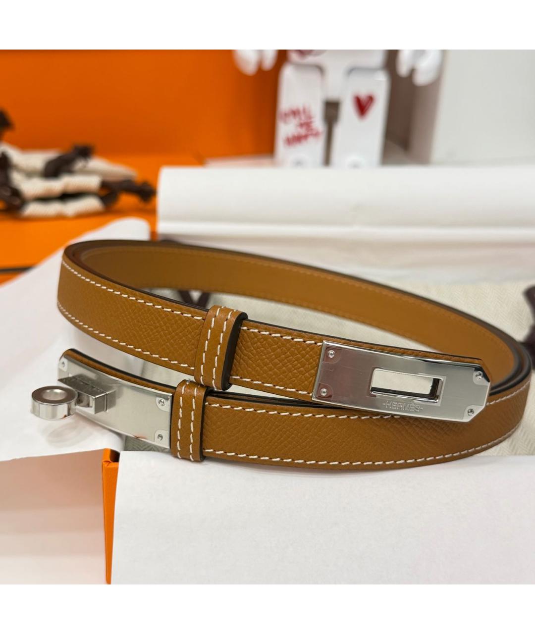 HERMES Коричневый кожаный ремень, фото 3