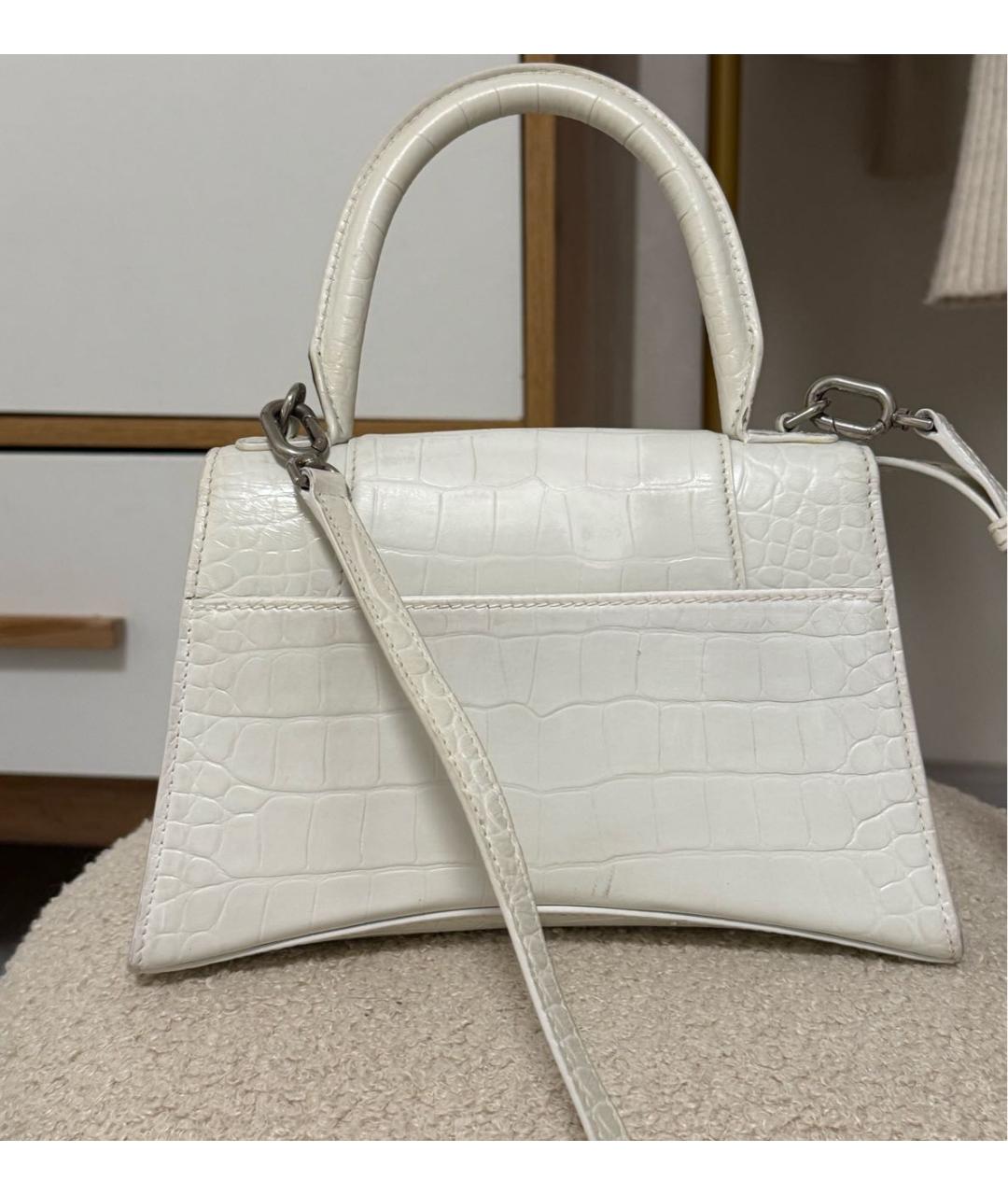 BALENCIAGA Белая кожаная сумка с короткими ручками, фото 2