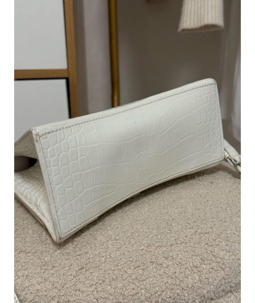 BALENCIAGA Белая кожаная сумка с короткими ручками, фото 5