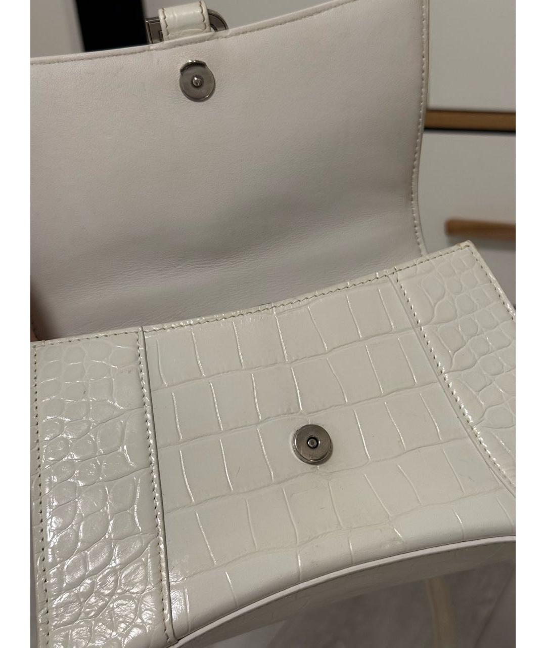 BALENCIAGA Белая кожаная сумка с короткими ручками, фото 3