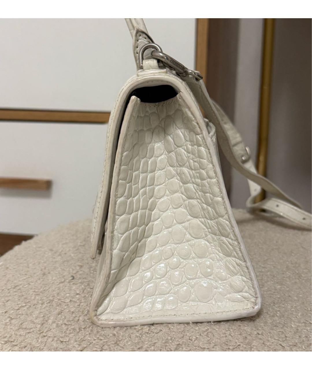 BALENCIAGA Белая кожаная сумка с короткими ручками, фото 6
