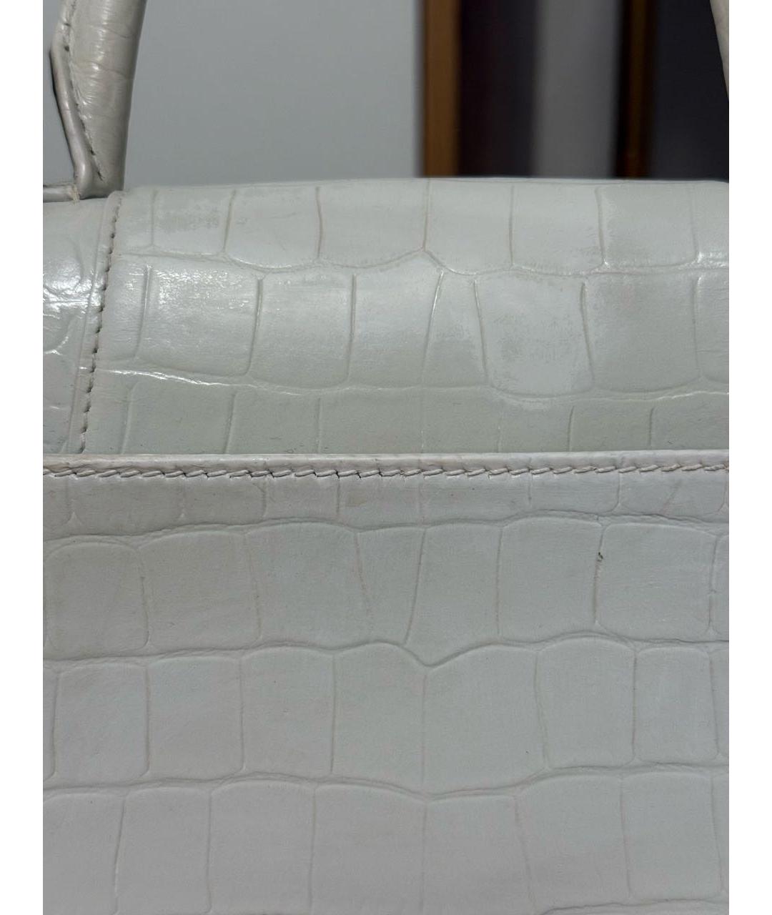BALENCIAGA Белая кожаная сумка с короткими ручками, фото 7