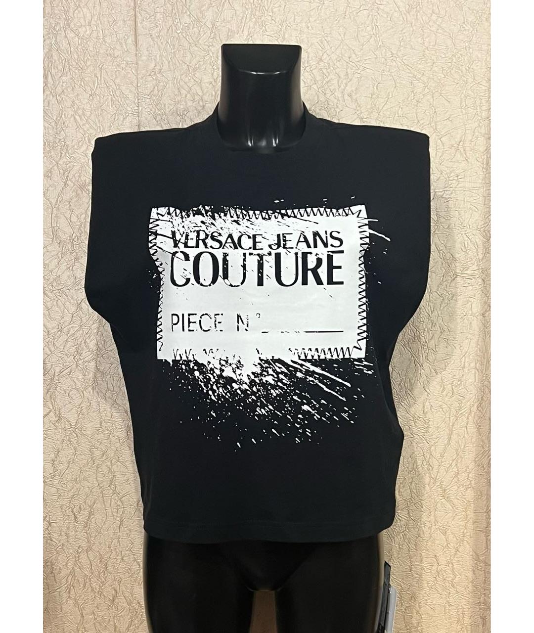 VERSACE Черная хлопковая футболка, фото 8