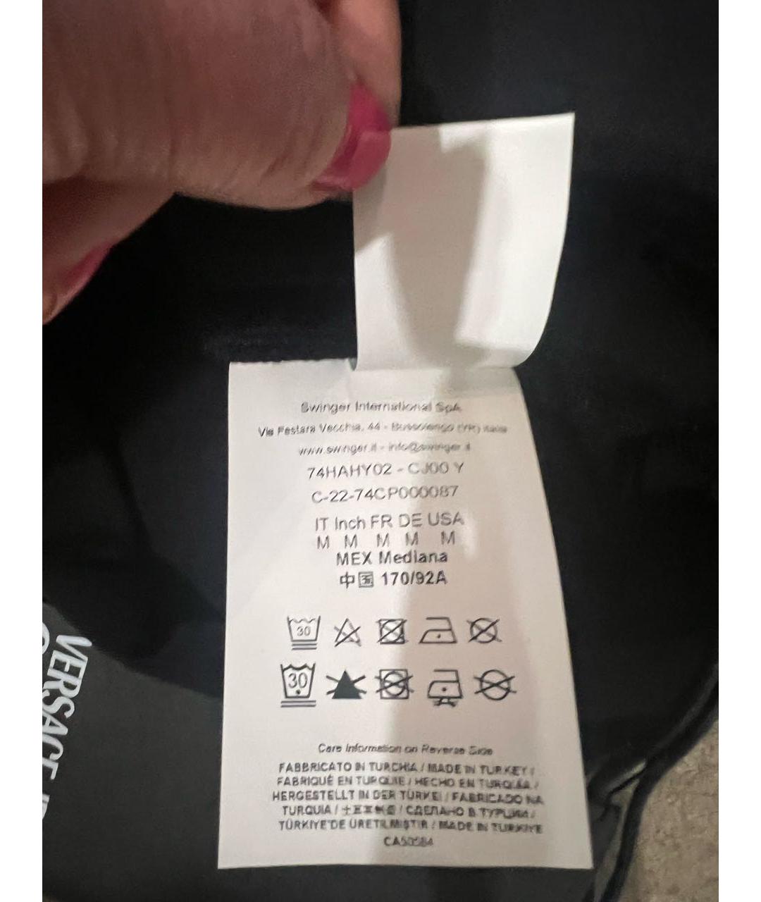 VERSACE Черная хлопковая футболка, фото 5