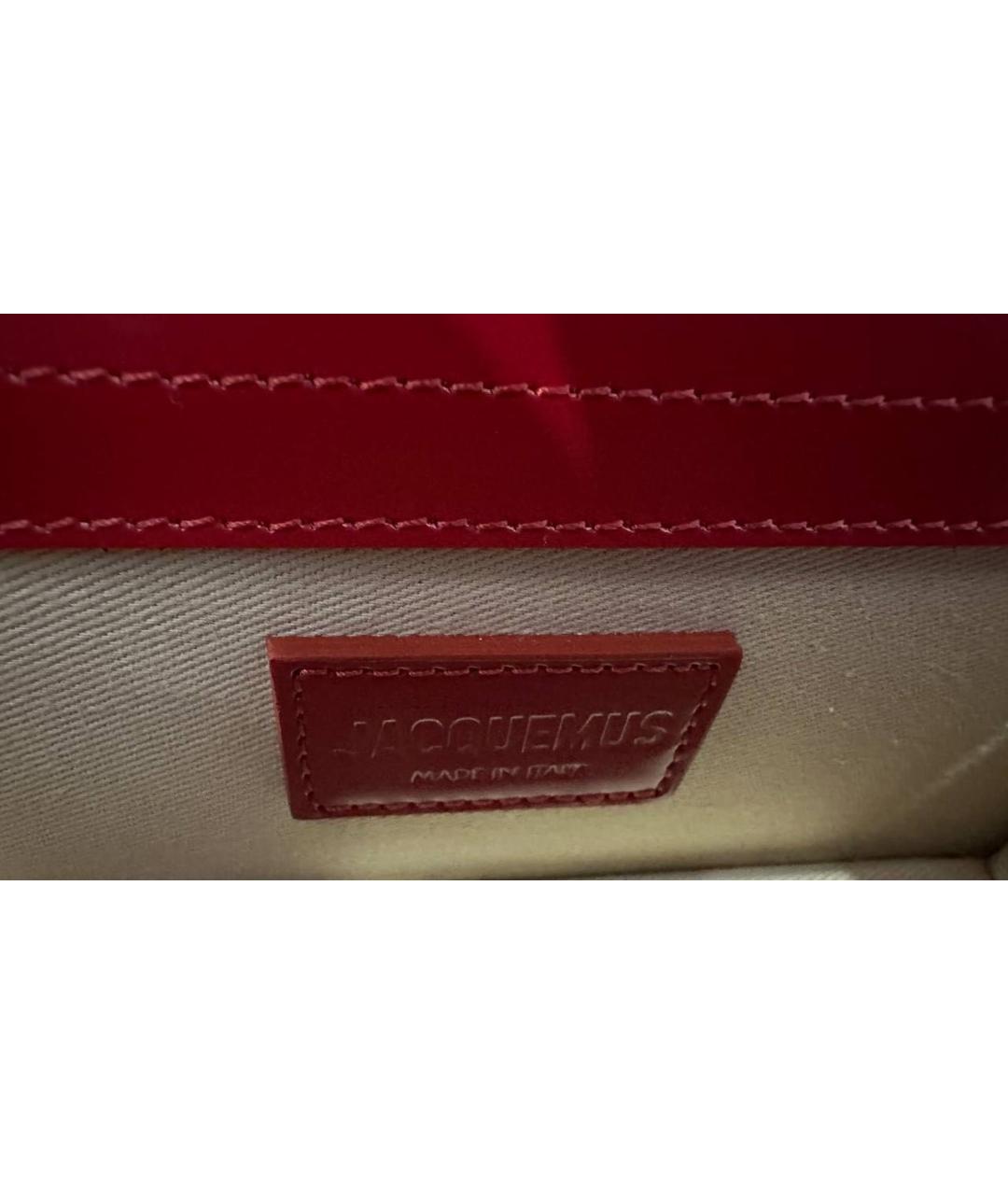 JACQUEMUS Красная сумка с короткими ручками из лакированной кожи, фото 4