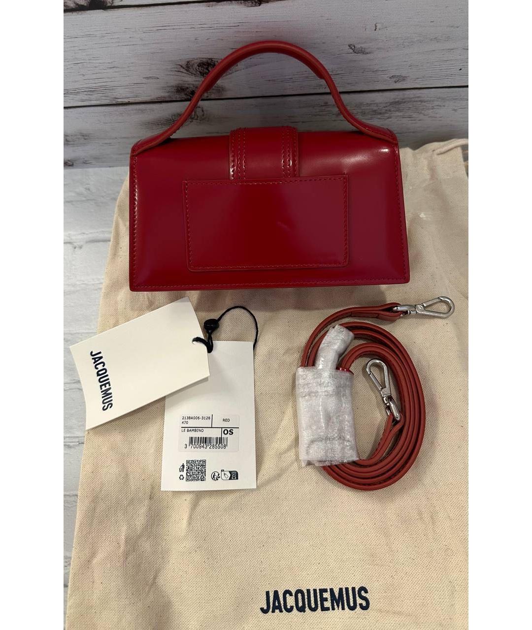 JACQUEMUS Красная сумка с короткими ручками из лакированной кожи, фото 3