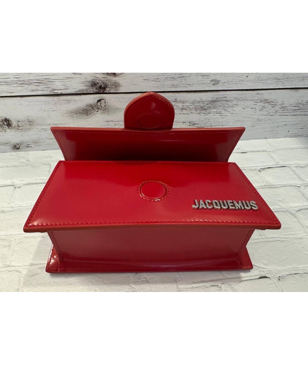 JACQUEMUS Красная сумка с короткими ручками из лакированной кожи, фото 7
