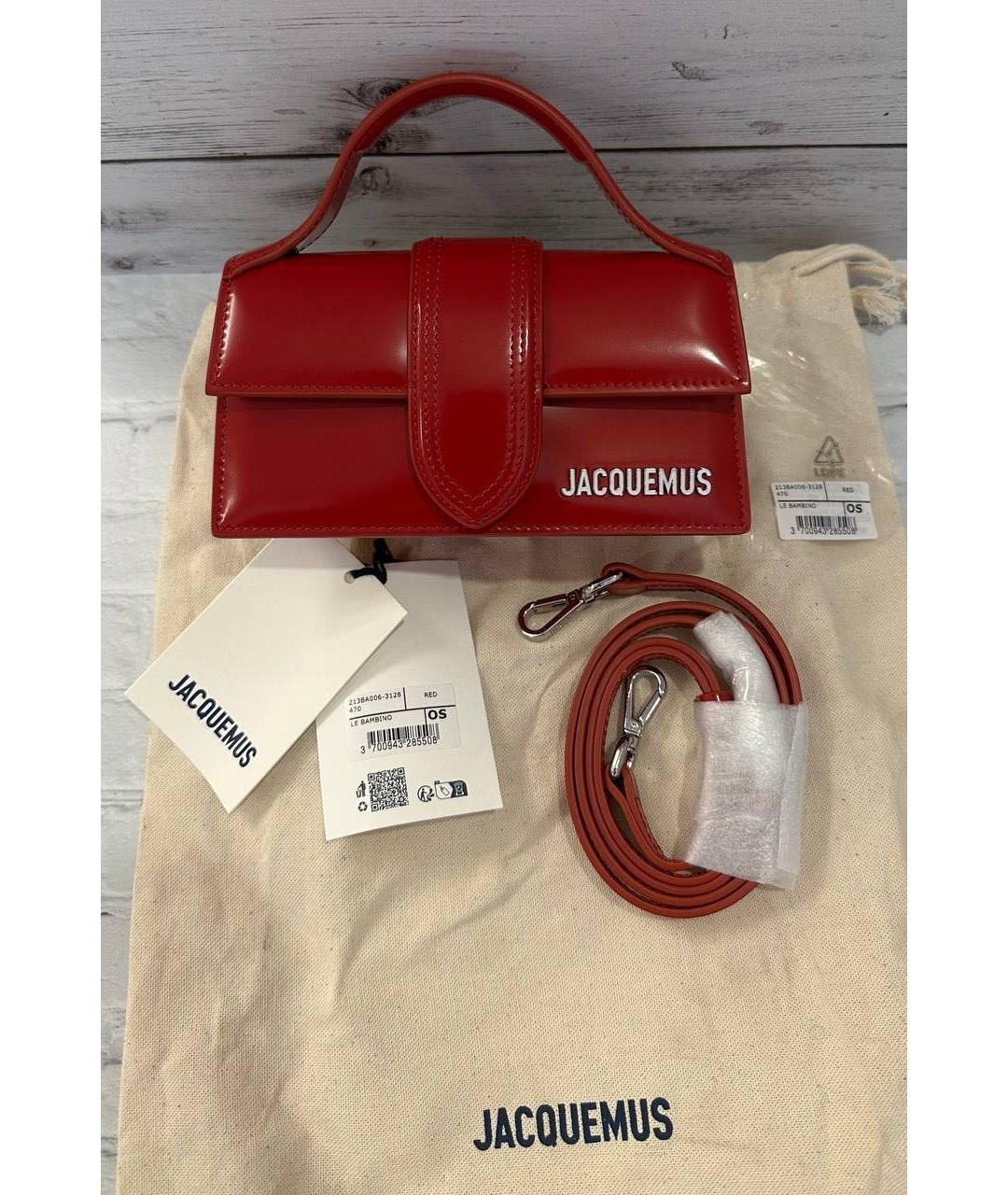 JACQUEMUS Красная сумка с короткими ручками из лакированной кожи, фото 9