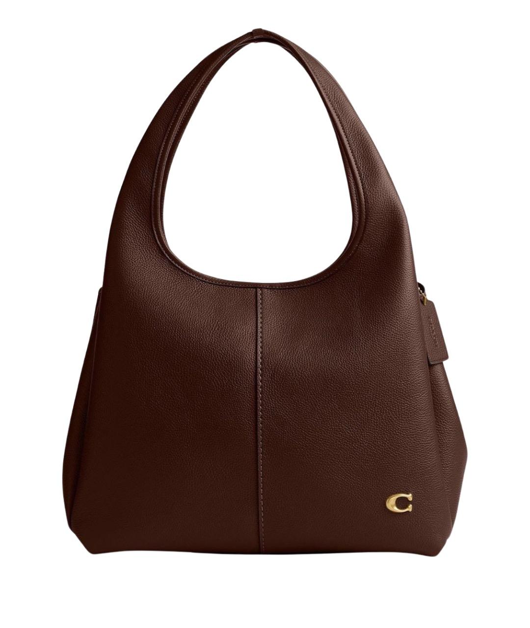 COACH Коричневая кожаная сумка с короткими ручками, фото 1
