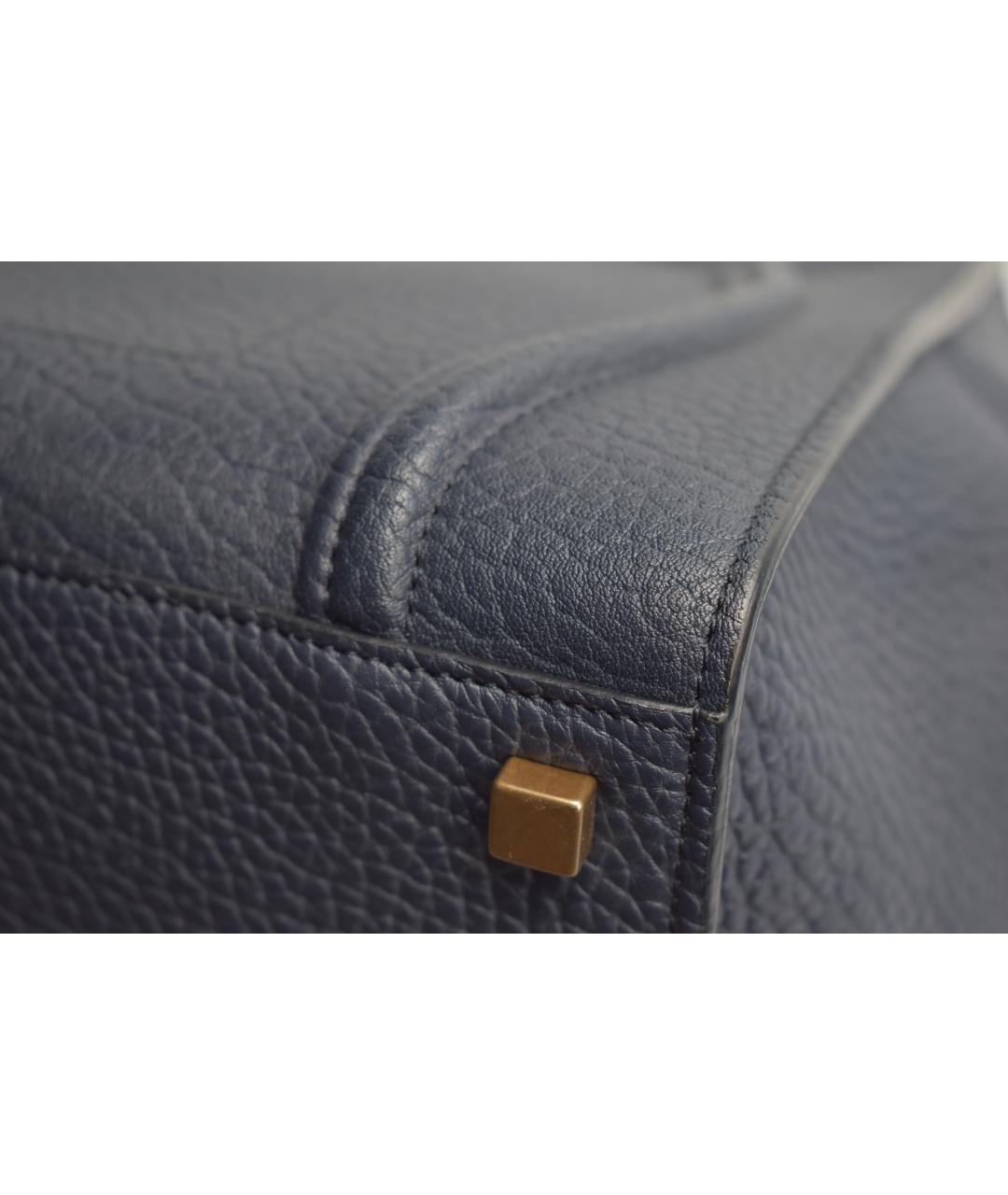 CELINE Темно-синяя кожаная сумка с короткими ручками, фото 5