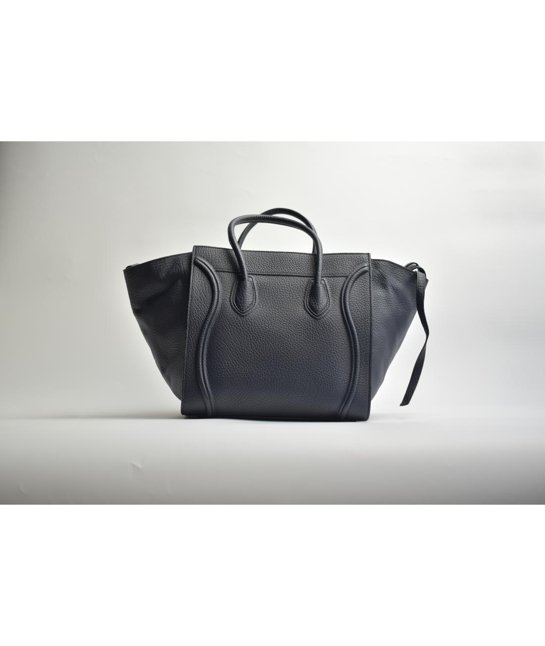 CELINE Темно-синяя кожаная сумка с короткими ручками, фото 3