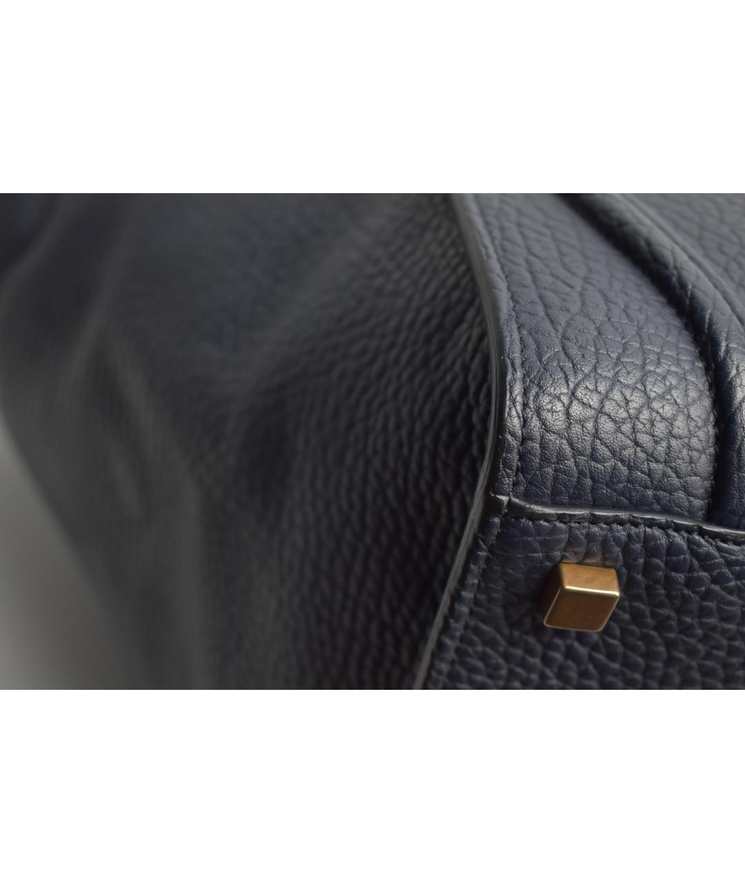 CELINE Темно-синяя кожаная сумка с короткими ручками, фото 6