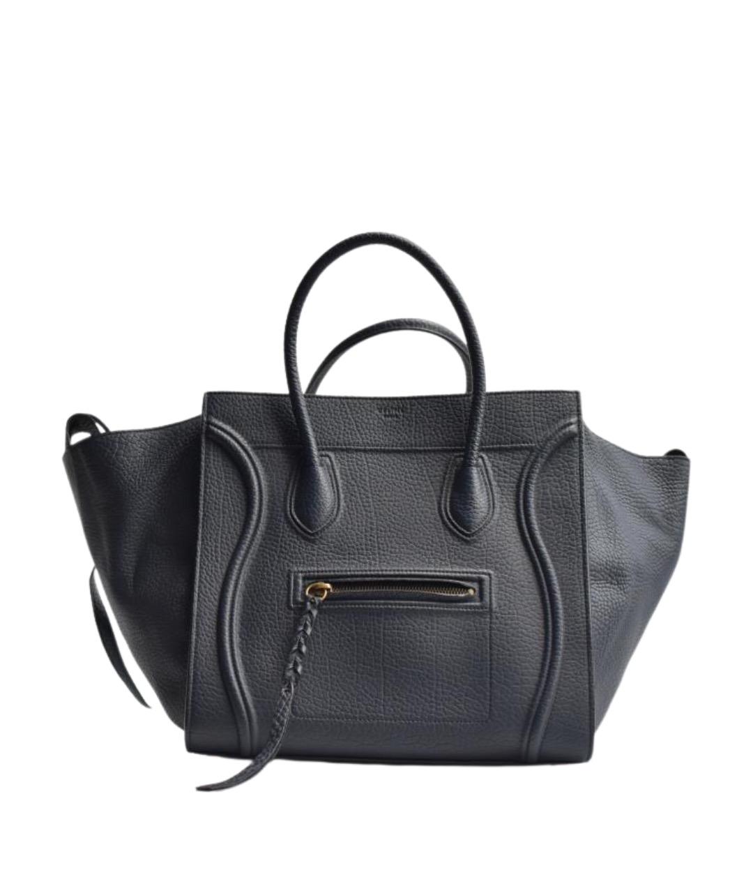 CELINE Темно-синяя кожаная сумка с короткими ручками, фото 1