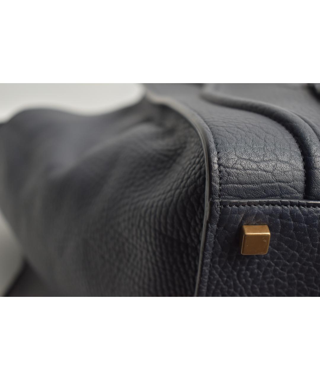 CELINE Темно-синяя кожаная сумка с короткими ручками, фото 4