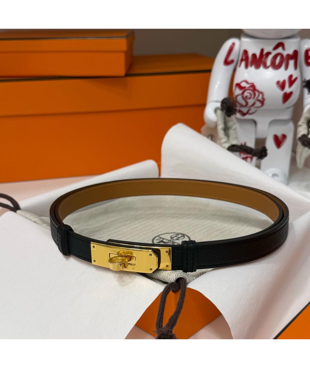 HERMES Черный кожаный ремень, фото 3