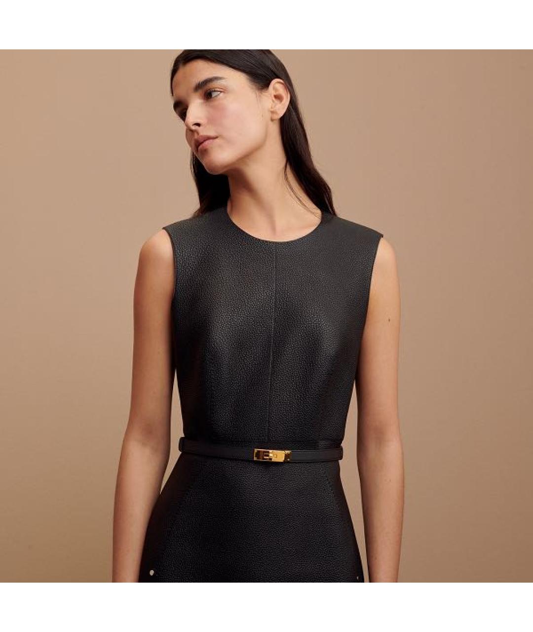 HERMES Черный кожаный ремень, фото 5