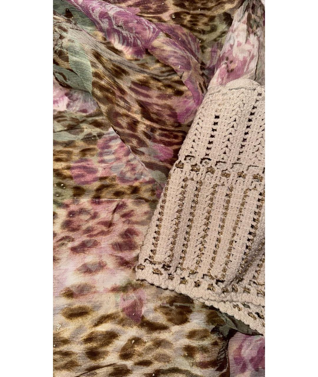 ROBERTO CAVALLI Бежевая шелковая юбка миди, фото 4