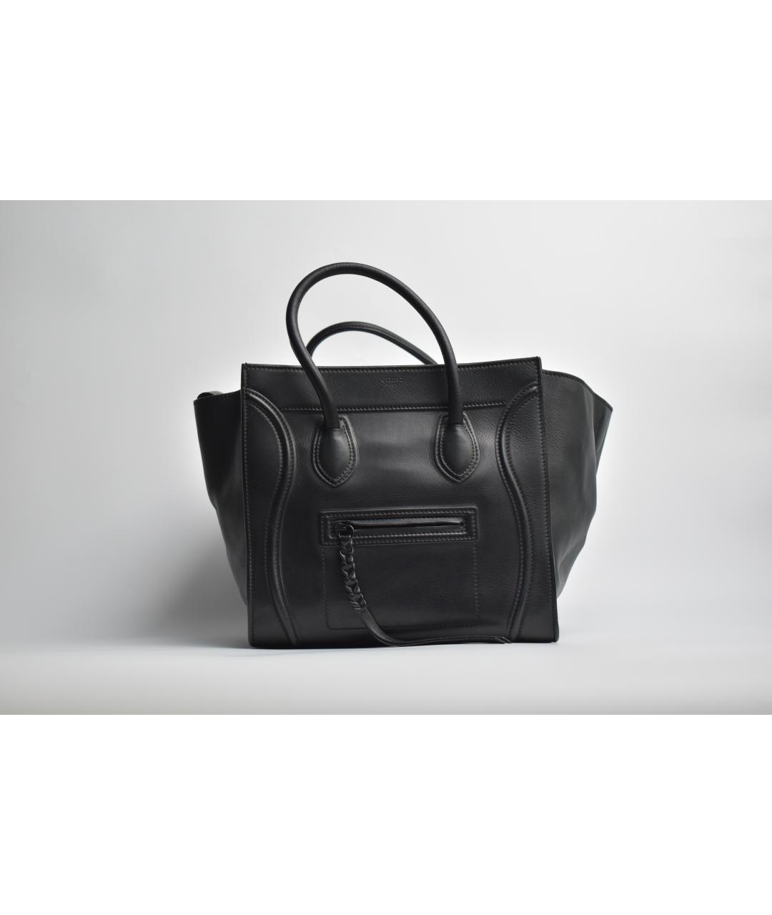 CELINE Черная кожаная сумка с короткими ручками, фото 10