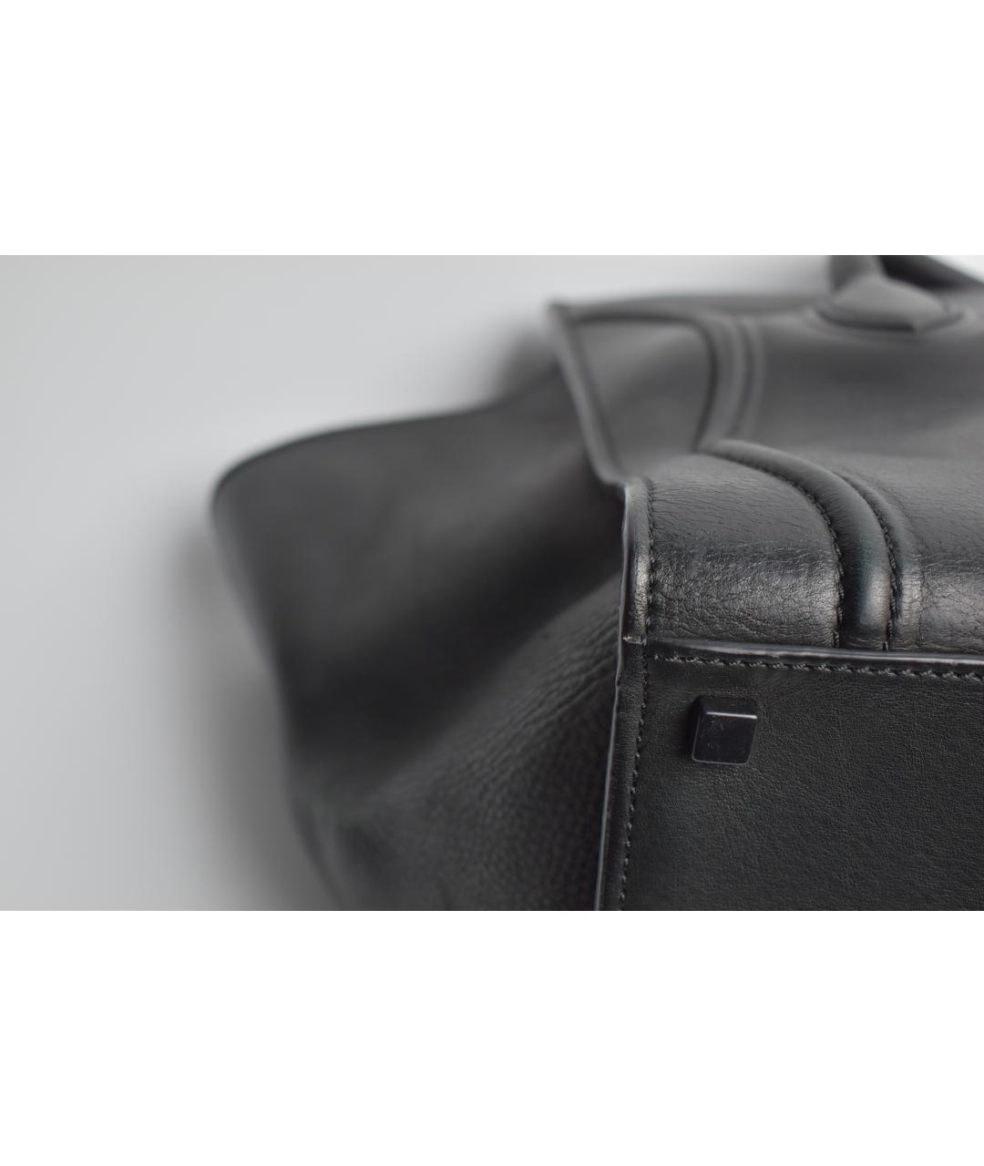 CELINE Черная кожаная сумка с короткими ручками, фото 6