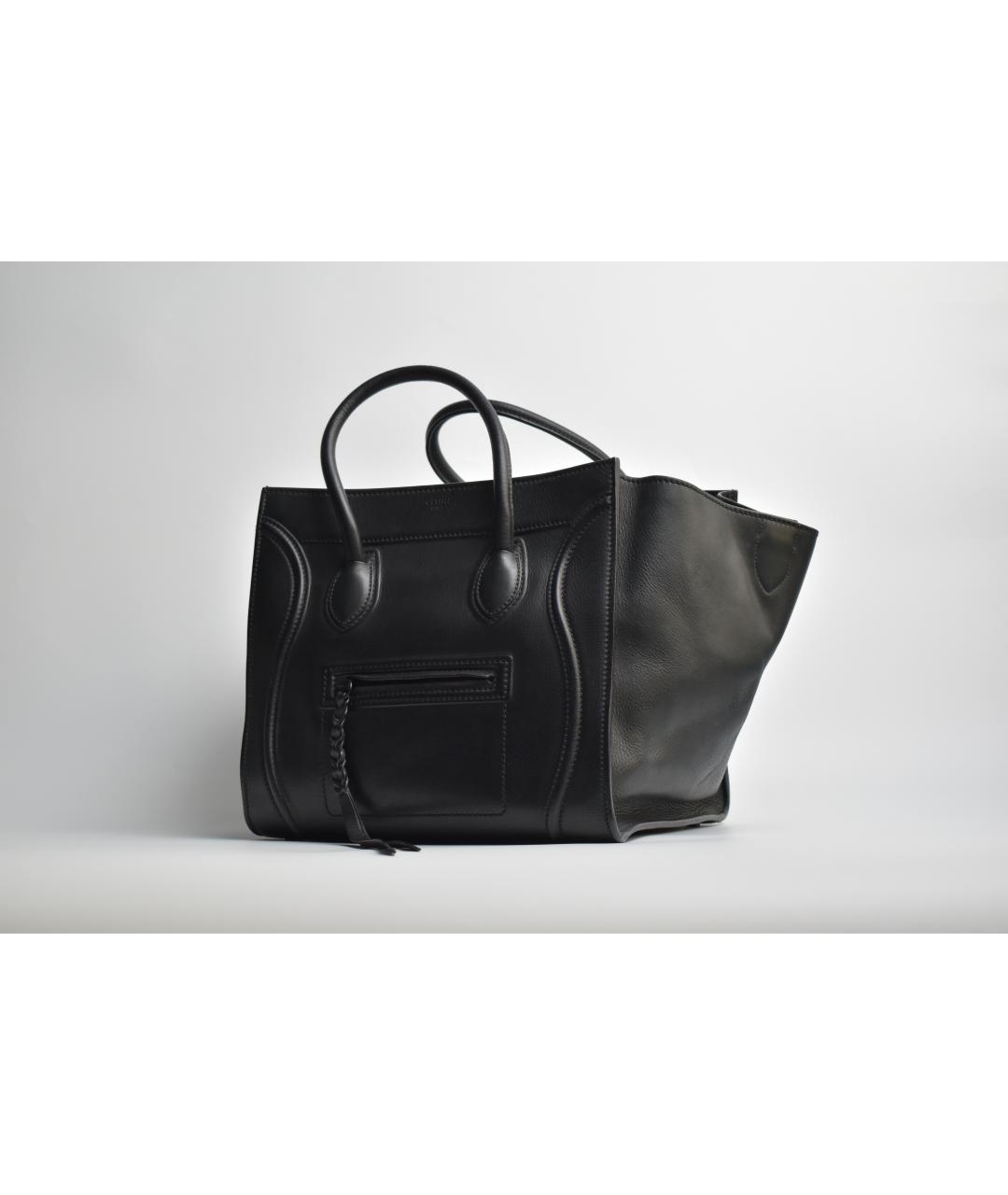 CELINE Черная кожаная сумка с короткими ручками, фото 2