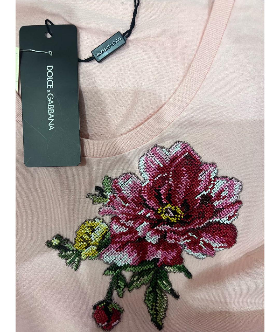 DOLCE&GABBANA Розовая хлопко-эластановая майка, фото 7