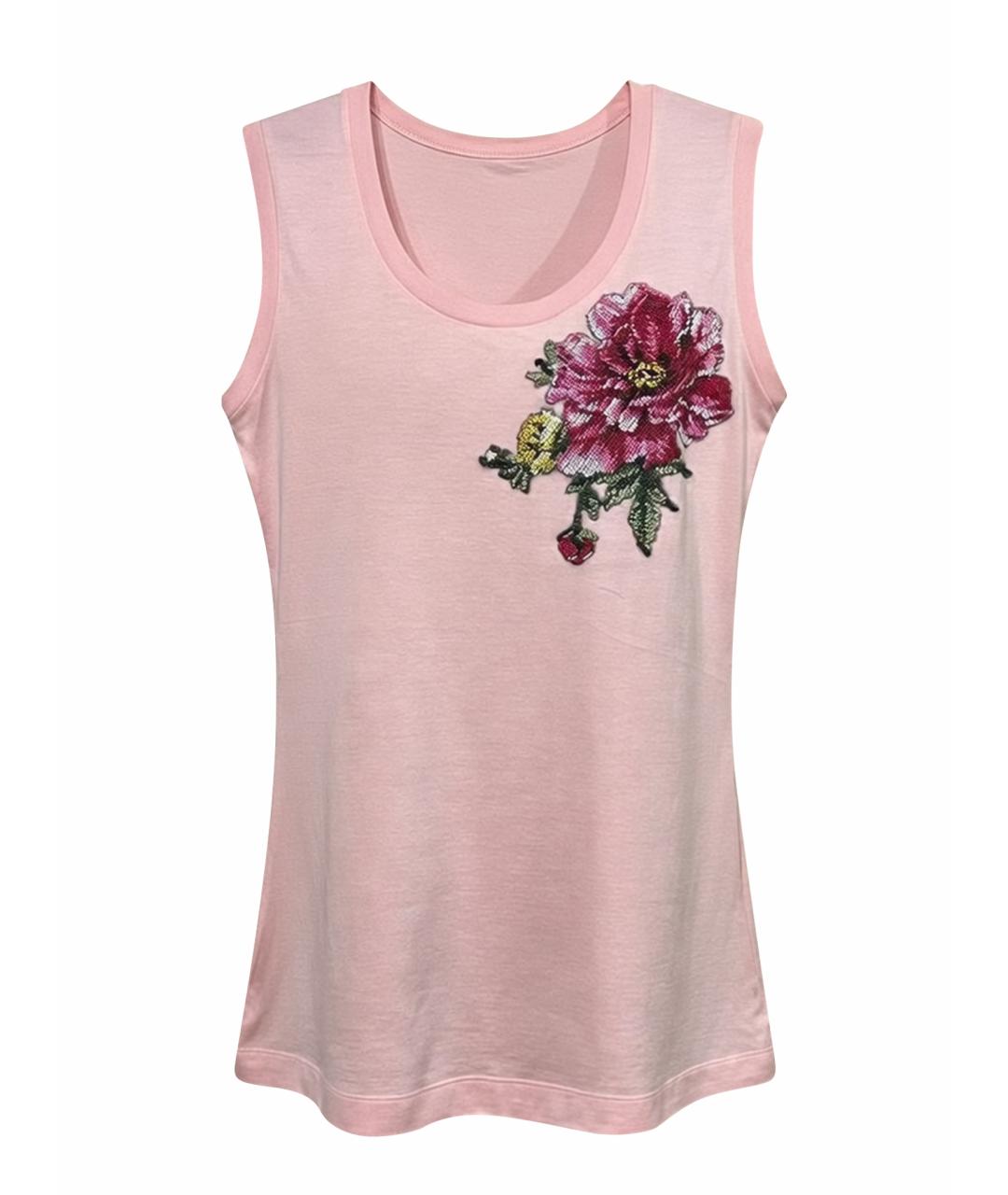 DOLCE&GABBANA Розовая хлопко-эластановая майка, фото 1