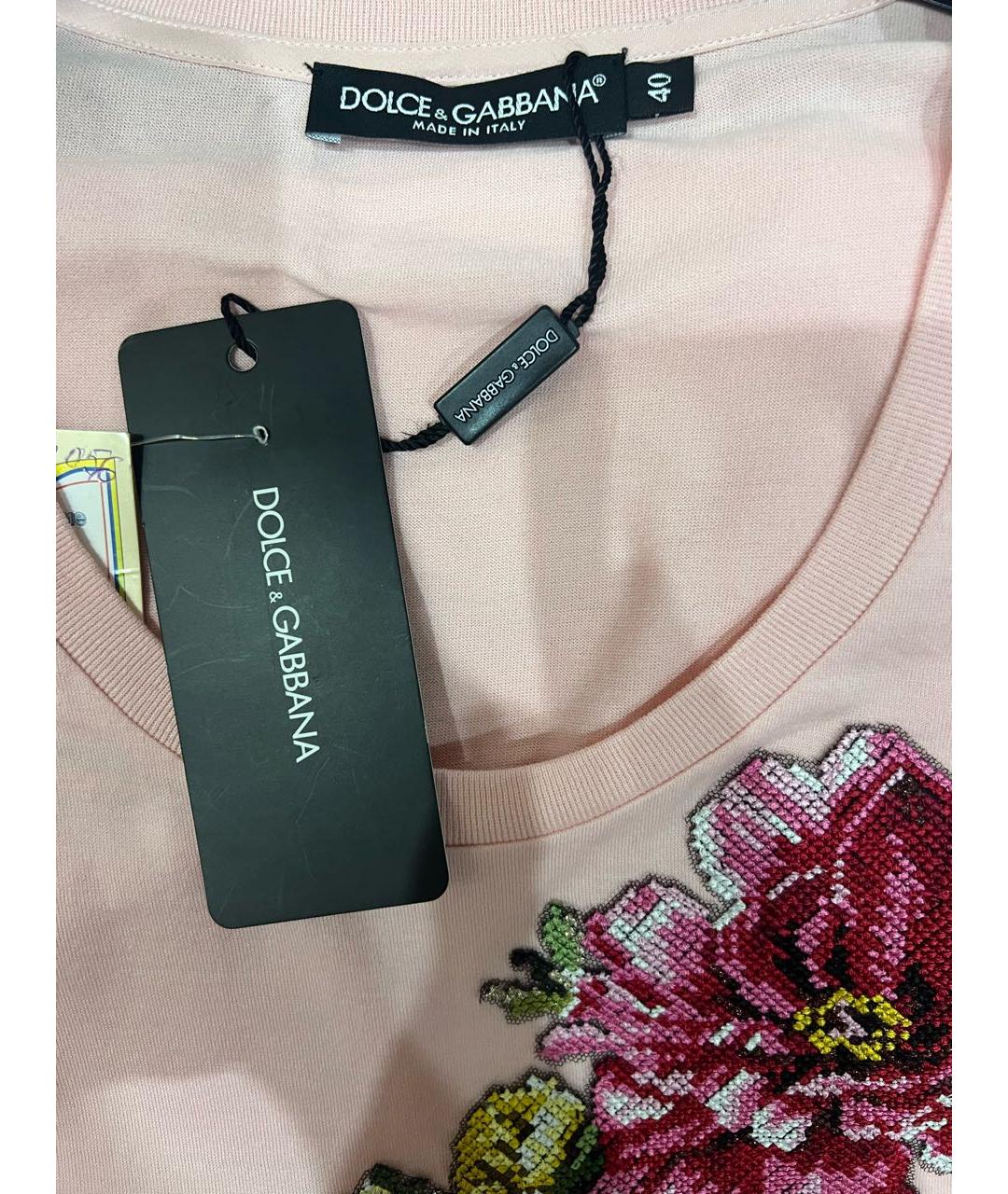 DOLCE&GABBANA Розовая хлопко-эластановая майка, фото 6