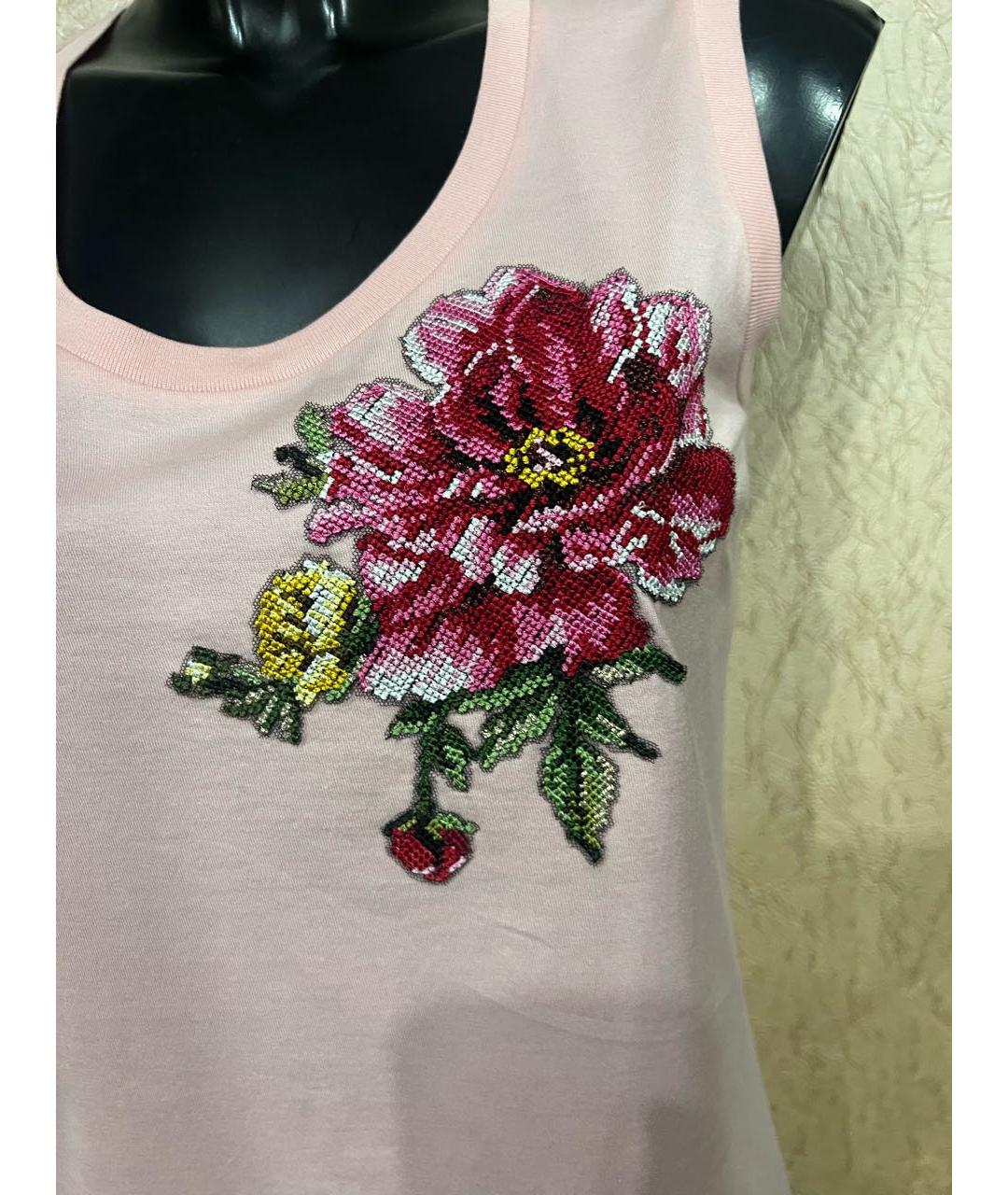 DOLCE&GABBANA Розовая хлопко-эластановая майка, фото 2