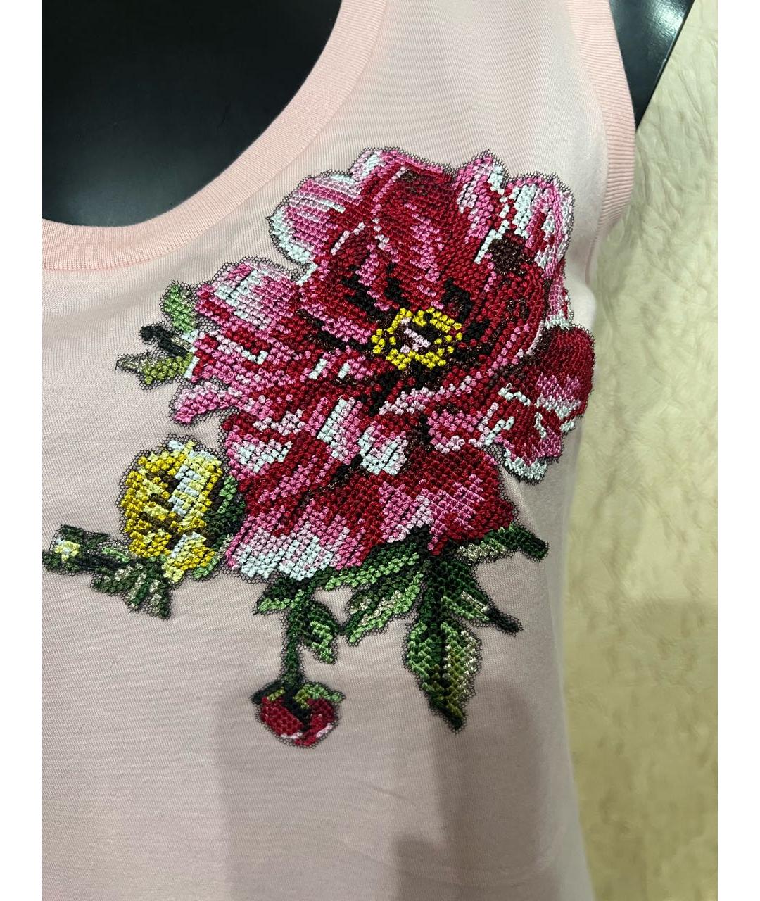 DOLCE&GABBANA Розовая хлопко-эластановая майка, фото 3