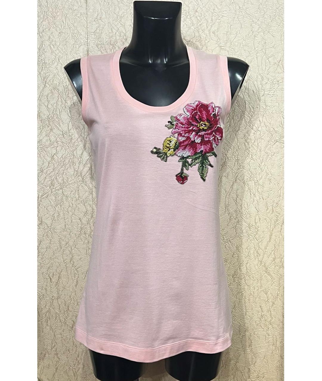 DOLCE&GABBANA Розовая хлопко-эластановая майка, фото 9