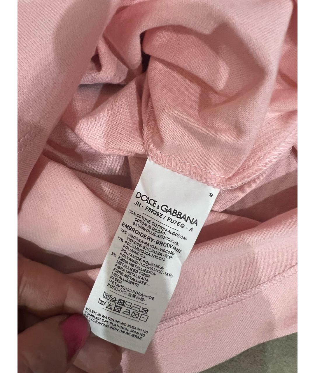 DOLCE&GABBANA Розовая хлопко-эластановая майка, фото 8