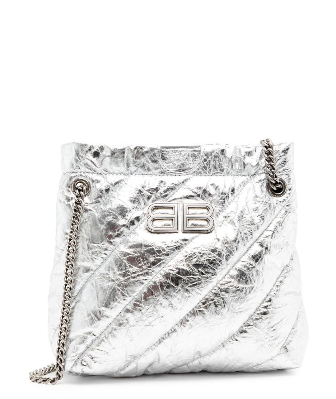 BALENCIAGA Серебряная кожаная сумка через плечо, фото 5