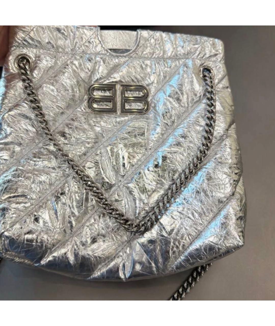 BALENCIAGA Серебряная кожаная сумка через плечо, фото 4