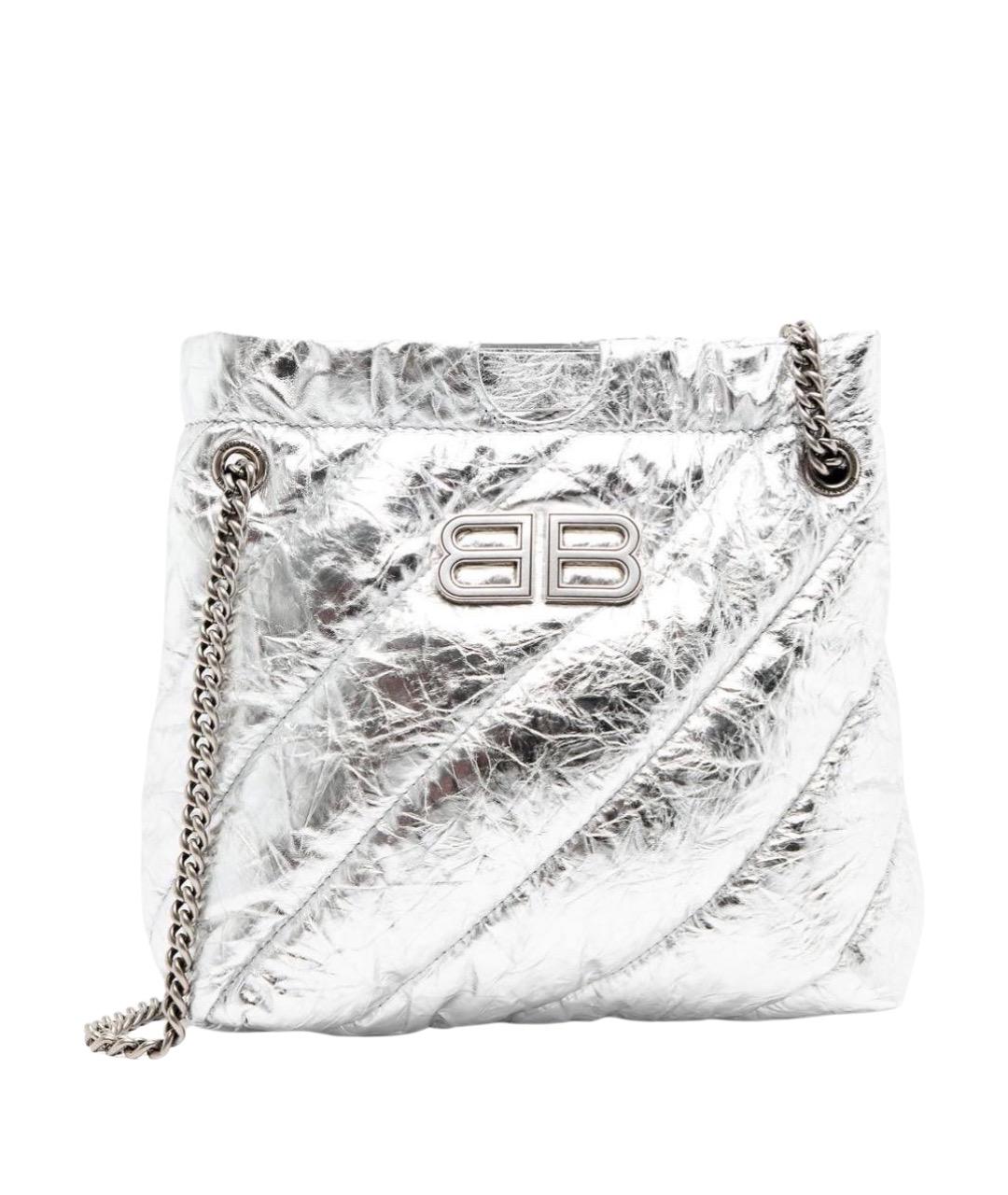 BALENCIAGA Серебряная кожаная сумка через плечо, фото 1