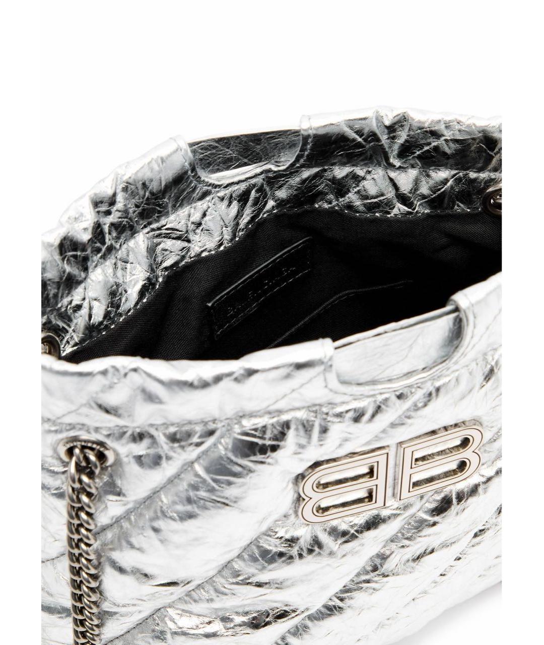 BALENCIAGA Серебряная кожаная сумка через плечо, фото 2