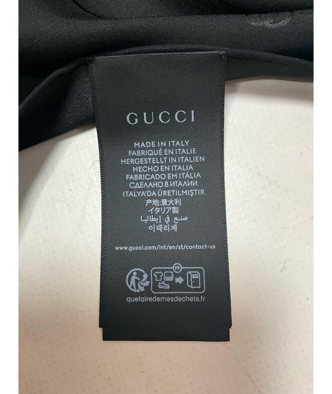 GUCCI Черный шелковый платок, фото 4