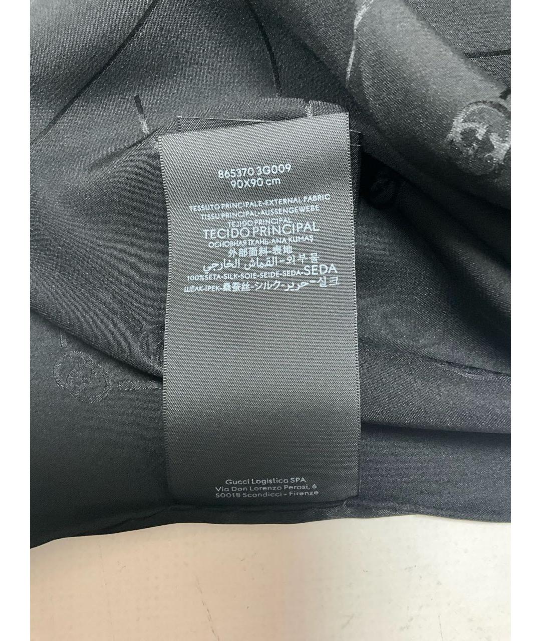 GUCCI Черный шелковый платок, фото 5