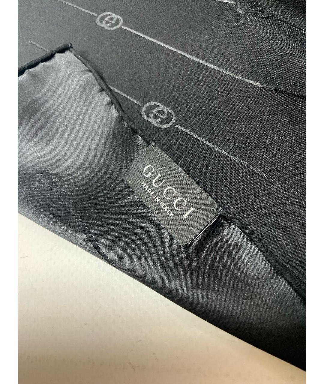 GUCCI Черный шелковый платок, фото 3