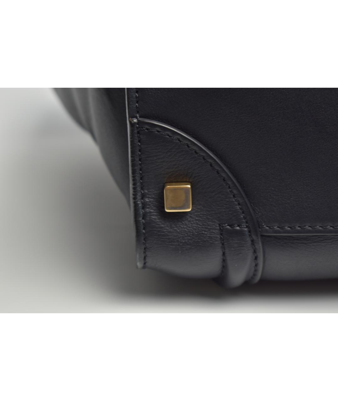 CELINE Темно-синяя кожаная сумка с короткими ручками, фото 6